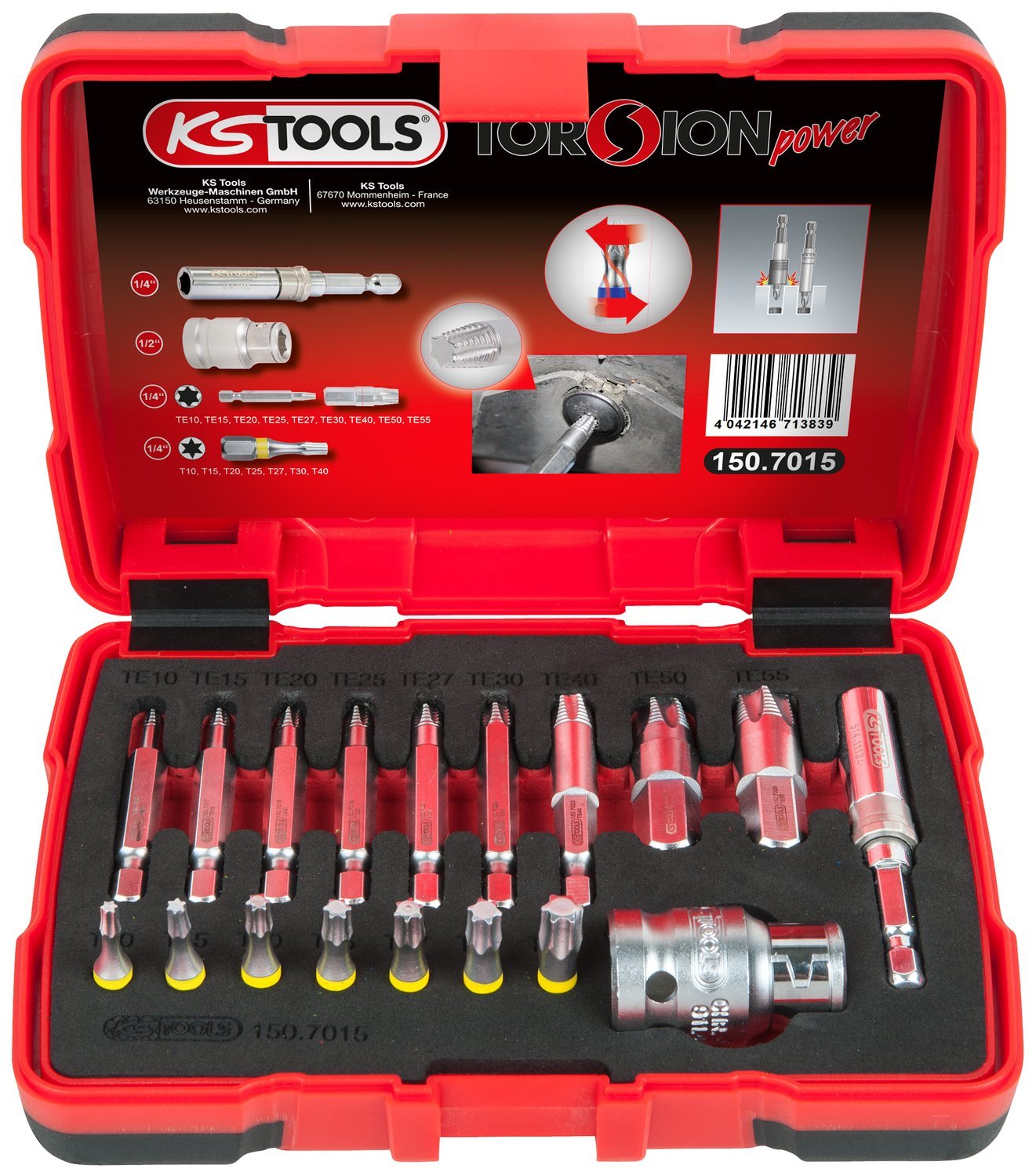 KSTools Coffret d embouts d extraction pour vis TORX 18 pcs Réf