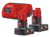 Pack de batteries et chargeur Milwaukee M12™ NRG-402 - 2 batteries 12V 4,0 Ah + chargeur C12C - 4933459211