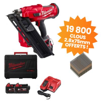 CLOUEUR CHARPENTE MILWAUKEE M18 FFN-502CA + CLOUS OFFERTS