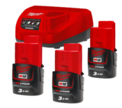 Pack de batteries et chargeur Milwaukee M12™ NRG-303 - 3 batteries 12V 3,0 Ah + chargeur C12C - 4933459207