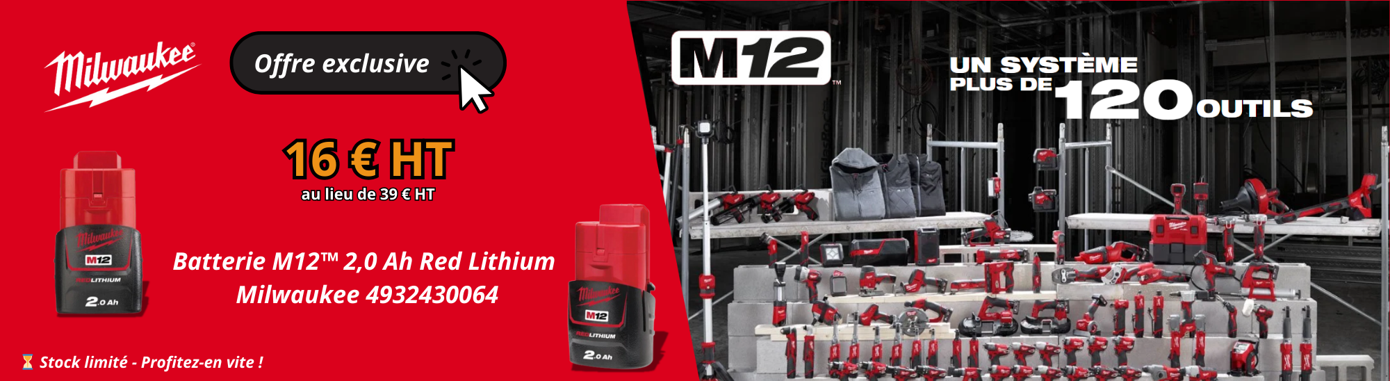 Batterie M12™ 2,0 Ah Red Lithium  Milwaukee 4932430064